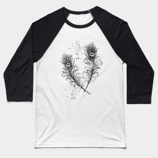 Peacock Feathers Baseball T-Shirt